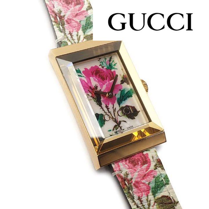  Shop Authentic Gucci G-Frame Floral Mother of Pearl Dial White Leather Strap Watch For Women - YA147406 - Luxxuri