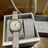  Shop Authentic Michael Kors Tibby Analog Silver Dial White Leather Strap Watch for Women - MK1049 - Luxxuri