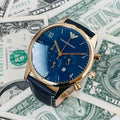  Shop Authentic Emporio Armani Chronograph Midnight Blue Dial Blue Leather Strap Watch For Men - AR1862 - Luxxuri