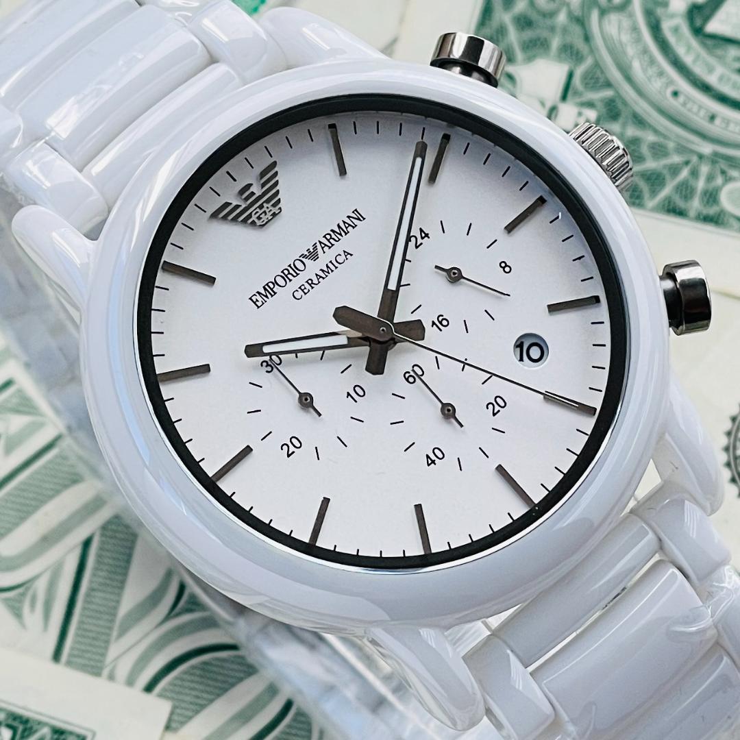  Shop Authentic Emporio Armani Luigi Chronograph Ceramic White Dial White Ceramic Strap Watch For Men - AR1499 - Luxxuri