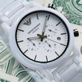 Shop Authentic Emporio Armani Classic Chronograph White Dial White Rubber Strap Watch For Men - AR1054 - Luxxuri