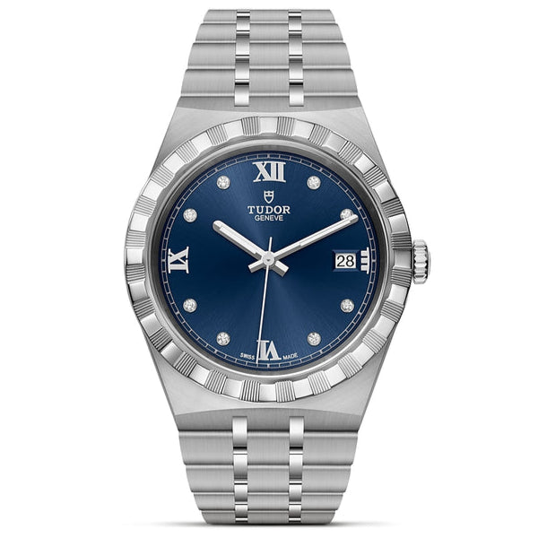  Shop Authentic Tudor Royal Automatic Diamonds Blue Dial Silver Steel Strap Watch for Men - M28600-0006 - Luxxuri