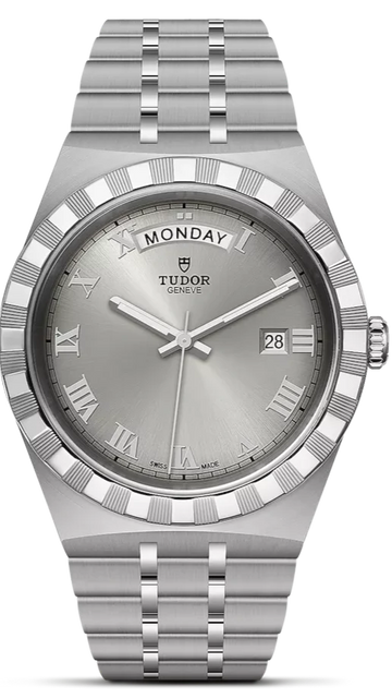Tudor Royal Day Date Diamonds Automatic Silver Dial Silver Steel Strap Watch for Men - M28600-0002