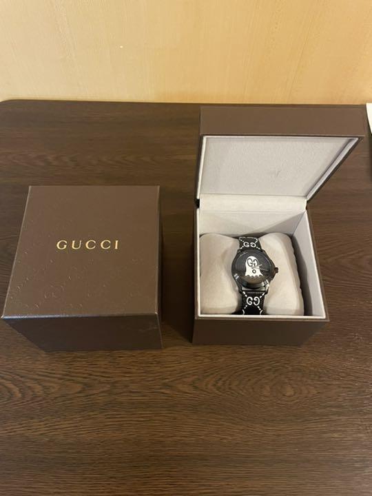  Shop Authentic Gucci G Timeless Ghost Black Dial Black Leather Strap Watch For Men - YA1264018 - Luxxuri