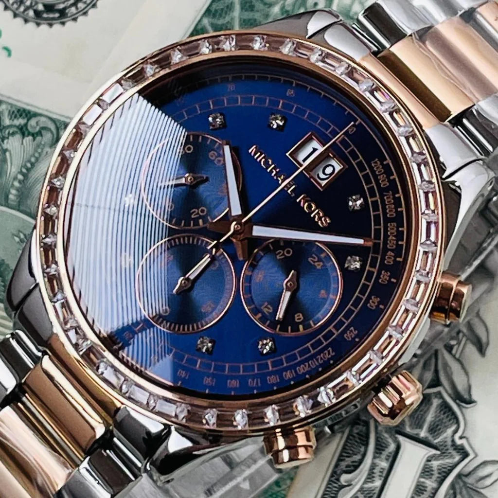  Shop Authentic Michael Kors Brinkley Blue Dial Two Tone Steel Strap Watch for Women - MK6205 - Luxxuri