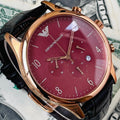  Shop Authentic Emporio Armani Classic Chronograph Burgundy Dial Brown Leather Strap Watch For Men - AR1890 - Luxxuri