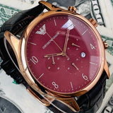  Shop Authentic Emporio Armani Classic Chronograph Burgundy Dial Brown Leather Strap Watch For Men - AR1890 - Luxxuri