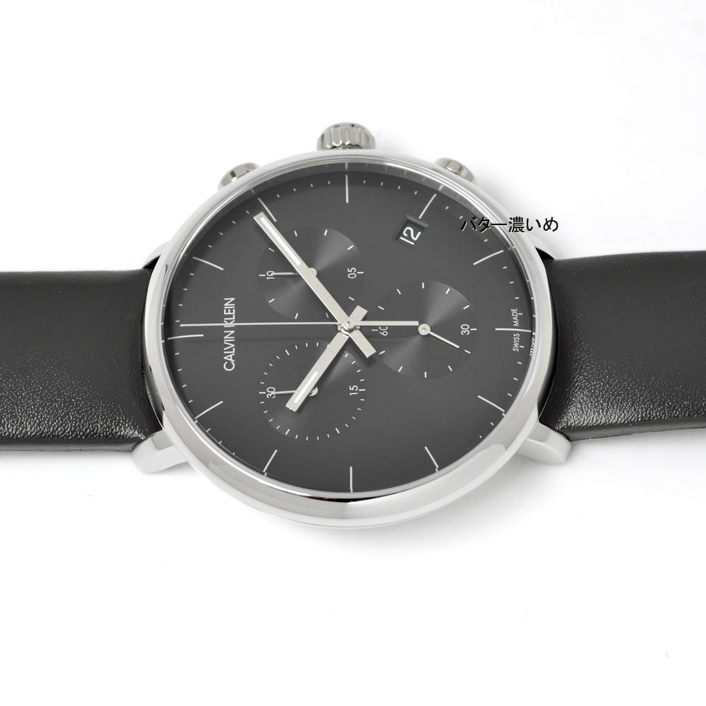  Shop Authentic Calvin Klein High Noon Chronograph Black Dial Black Leather Strap Watch for Men - K8M271C1 - Luxxuri