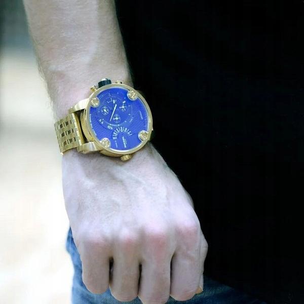  Shop Authentic Diesel Mr Daddy Blue Dial Gold Steel Strap Watch For Men - DZ7347 - Luxxuri