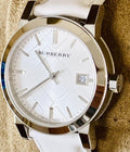  Shop Authentic Burberry The City White Dial White Leather Strap Watch for Women - BU9128 - Luxxuri
