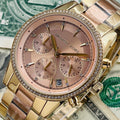  Shop Authentic Michael Kors Ritz Chronograph Rose Dial Two Tone Steel Strap Watch for Women - MK6475 - Luxxuri