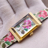  Shop Authentic Gucci G-Frame Floral Mother of Pearl Dial White Leather Strap Watch For Women - YA147406 - Luxxuri