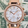  Shop Authentic Michael Kors Parker Chronograph White Dial Tan Leather Strap Watch for Women - MK5633 - Luxxuri