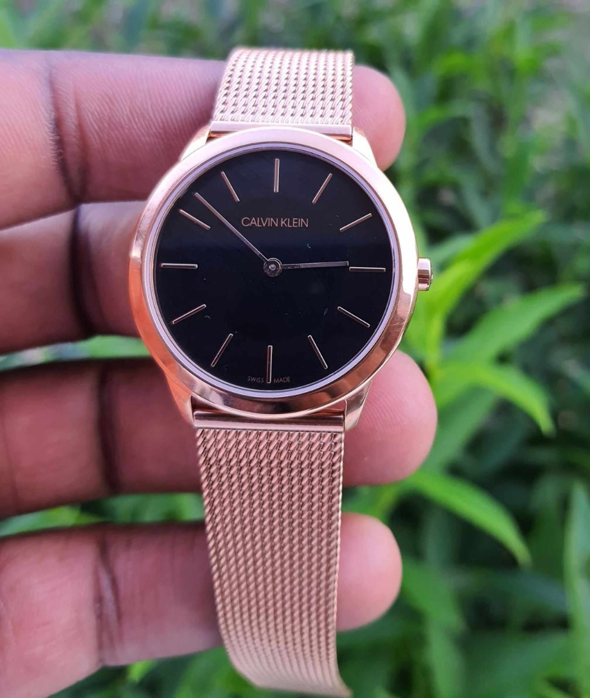  Shop Authentic Calvin Klein Minimal Black Dial Rose Gold Mesh Bracelet Watch for Women - K3M2262Y - Luxxuri