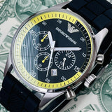  Shop Authentic Emporio Armani Chronograph Black Dial Black Rubber Strap Watch For Men - AR5865 - Luxxuri