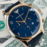  Shop Authentic Emporio Armani Chronograph Midnight Blue Dial Blue Leather Strap Watch For Men - AR1862 - Luxxuri