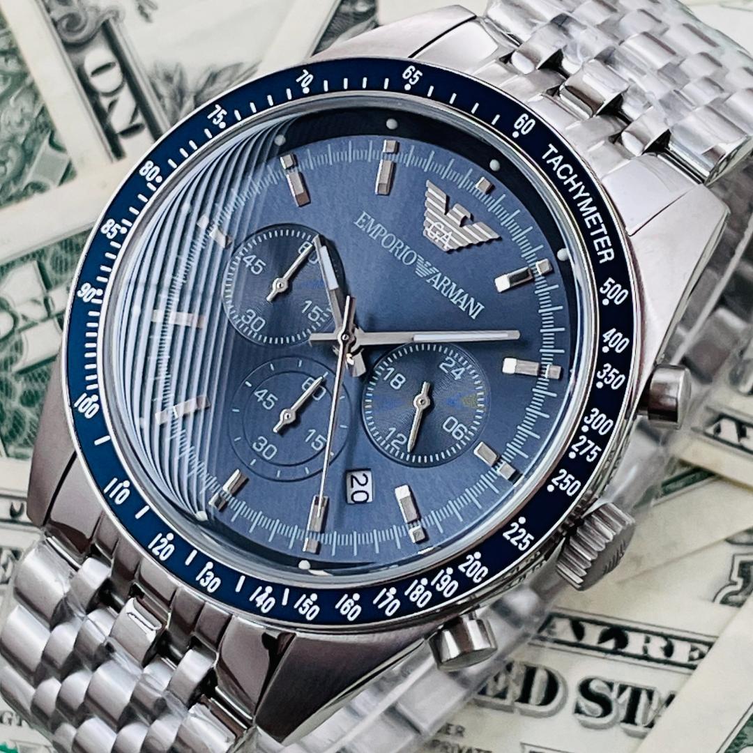  Shop Authentic Emporio Armani Sportivo Chronograph Blue Stainless Steel Watch For Men - AR6072 - Luxxuri