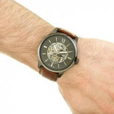  Shop Authentic Fossil Townsman Automatic Skeleton Black Dial Brown Leather Strap Watch for Men - ME3181 - Luxxuri