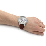  Shop Authentic Fossil Grant Automatic Beige Skeleton Dial Brown Leather Strap Watch for Men - ME3099 - Luxxuri