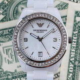  Shop Authentic Emporio Armani Ceramica White Mother of Pearl Dial Stainless Steel Strap Watch For Women - AR1426 - Luxxuri
