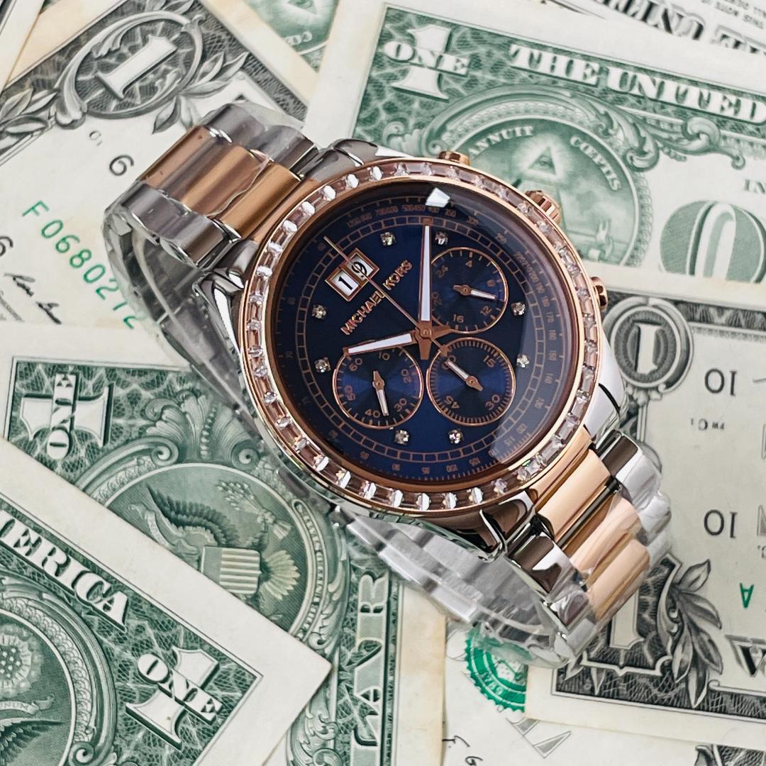  Shop Authentic Michael Kors Brinkley Blue Dial Two Tone Steel Strap Watch for Women - MK6205 - Luxxuri