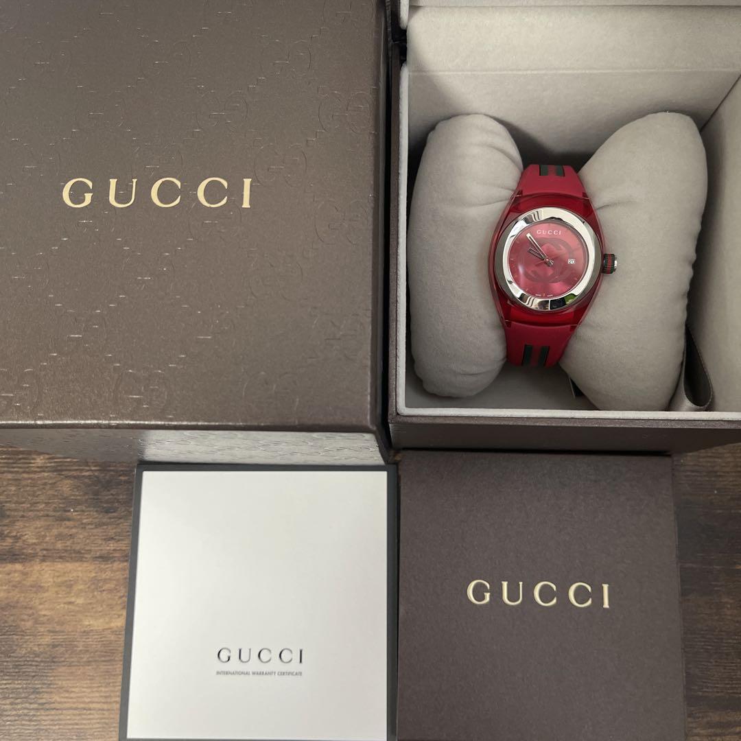  Shop Authentic Gucci Sync Quartz Red Dial Red Rubber Strap Watch For Women - YA137303 - Luxxuri