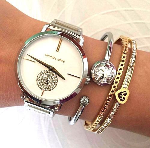  Shop Authentic Michael Kors Silver Dial Two Tone Steel Strap Watch for Women - MK3679 - Luxxuri