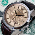  Shop Authentic Emporio Armani Classic Chronograph Beige Dial Brown Leather Strap Watch For Men - AR2433 - Luxxuri