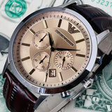  Shop Authentic Emporio Armani Classic Chronograph Beige Dial Brown Leather Strap Watch For Men - AR2433 - Luxxuri