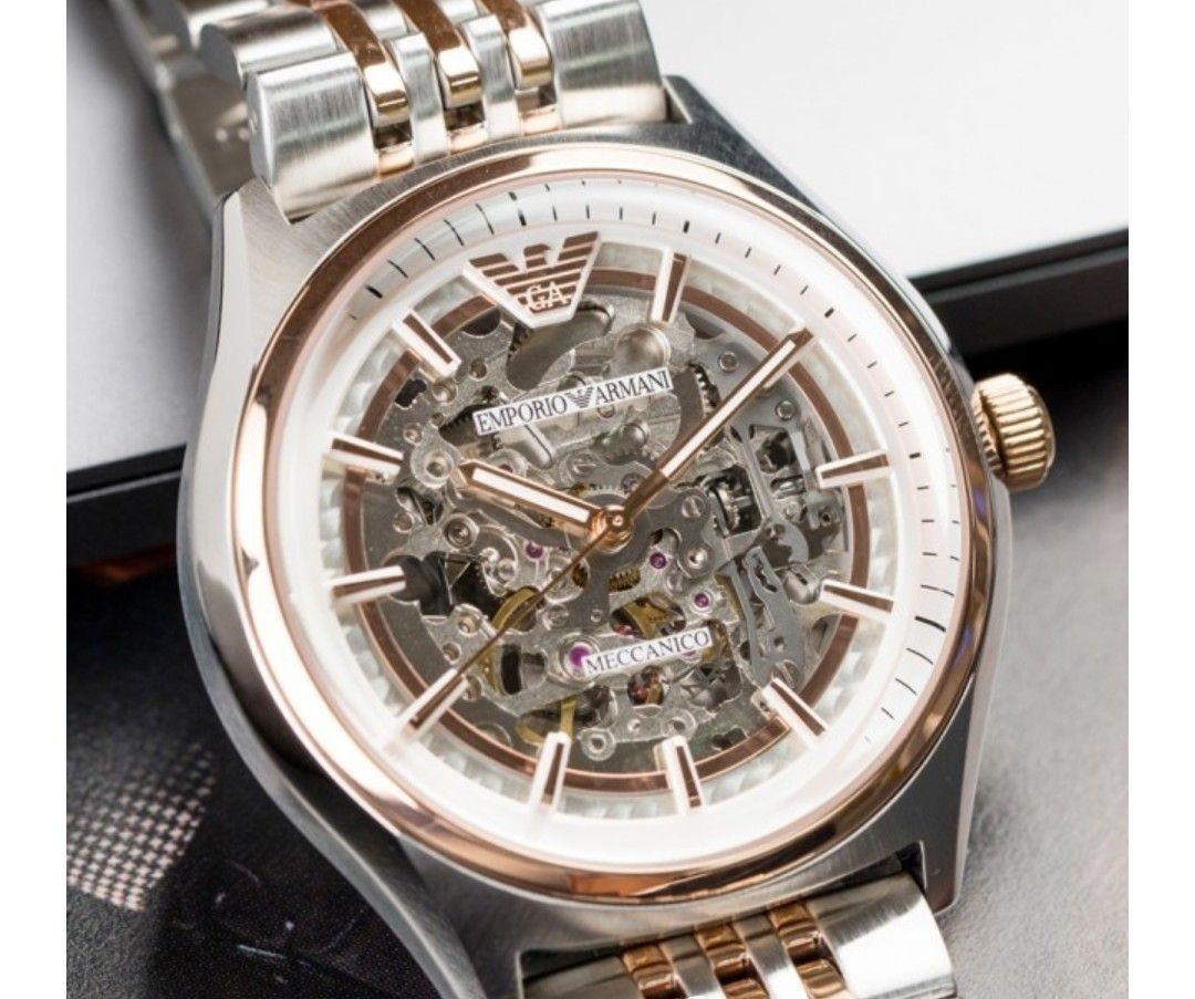  Shop Authentic Emporio Armani Meccanico White Dial Two Tone Stainless Steel Watch For Men - AR60002 - Luxxuri