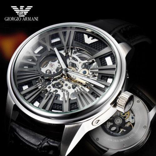  Shop Authentic Emporio Armani Meccanico Automatic Black Dial Leather Strap Watch For Men - AR4629 - Luxxuri