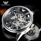  Shop Authentic Emporio Armani Meccanico Automatic Black Dial Leather Strap Watch For Men - AR4629 - Luxxuri
