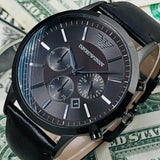  Shop Authentic Emporio Armani Sportivo Black Dial Brown Leather Strap Watch For Men - AR2462 - Luxxuri