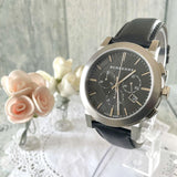  Shop Authentic Burberry The City Chronograph Black Dial Black Leather Strap Watch for Men - BU9356 - Luxxuri