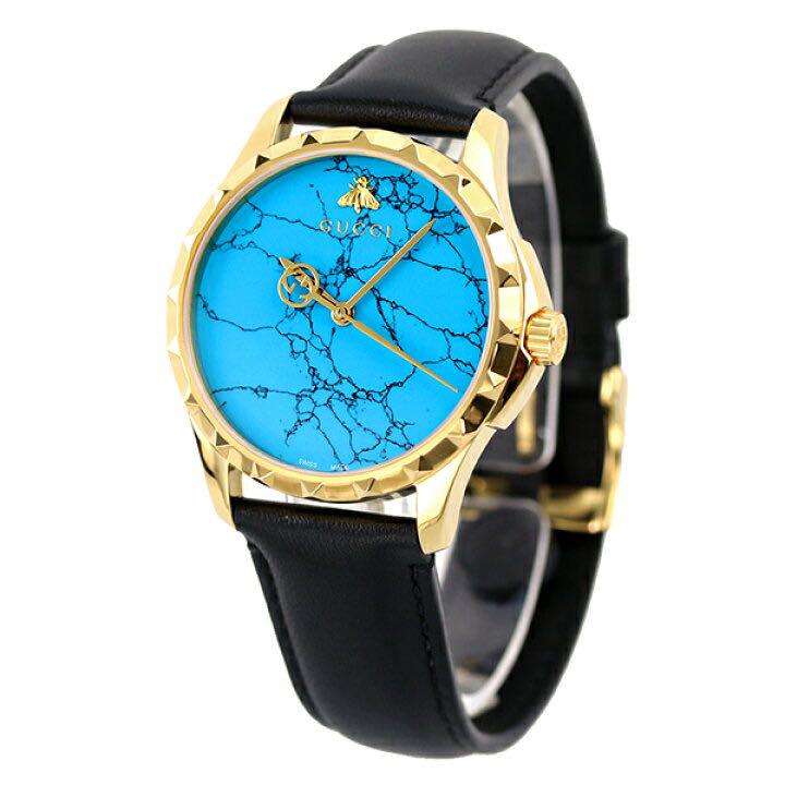 Gucci G Timeless Turquoise Blue Dial Black Leather Strap Watch For Men - YA126462
