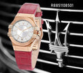 Maserati Potenza Silver Dial Red Leather Strap Watch For Women - R8851108501