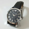  Shop Authentic Emporio Armani Valente Black Dial Black Leather Strap Watch For Men - AR0643 - Luxxuri