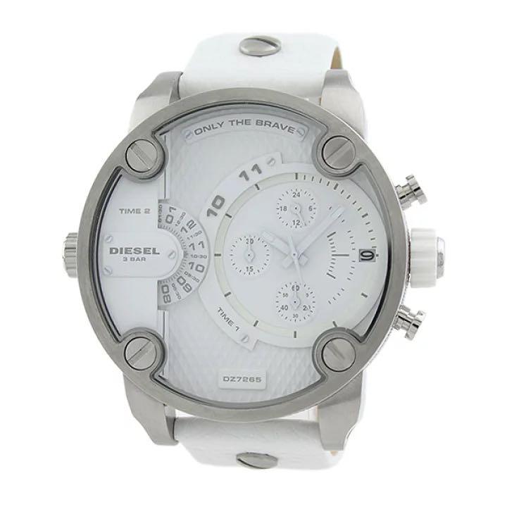  Shop Authentic Diesel Badass Chronograph White Dial White Leather Strap Watch For Men - DZ7265 - Luxxuri