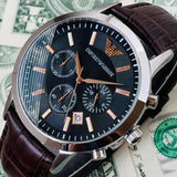  Shop Authentic Emporio Armani Renato Chronograph Grey Dial Brown Leather Strap Watch For Men - AR2513 - Luxxuri