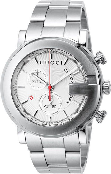  Shop Authentic Gucci G Chrono Chronograph White Dial Silver Steel Strap Watch For Men - YA101339 - Luxxuri