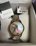  Shop Authentic Gucci G Timeless Floral Brown Dial Brown Leather Strap Watch For Women - YA1264038 - Luxxuri