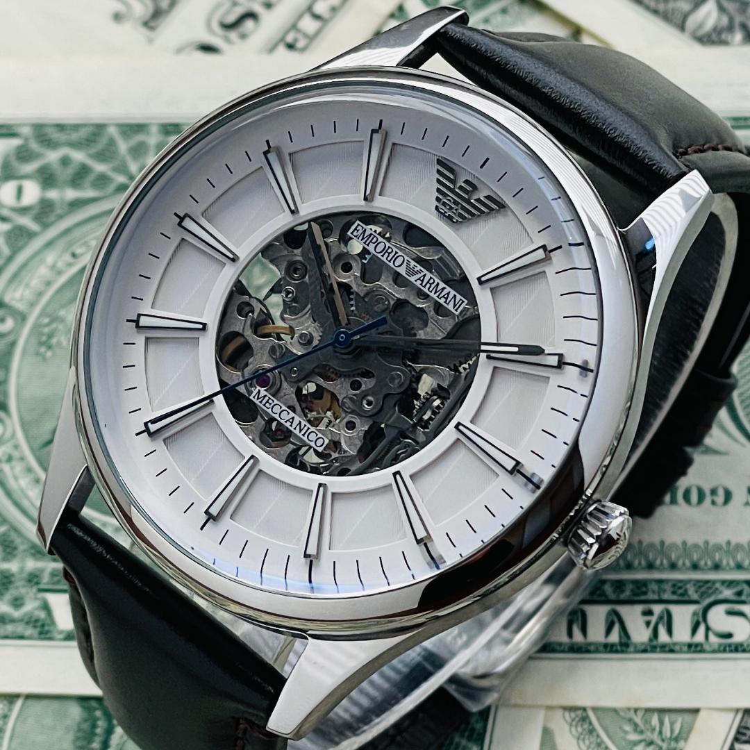  Shop Authentic Emporio Armani Meccanico White Dial Brown Leather Strap Watch For Men - AR1946 - Luxxuri