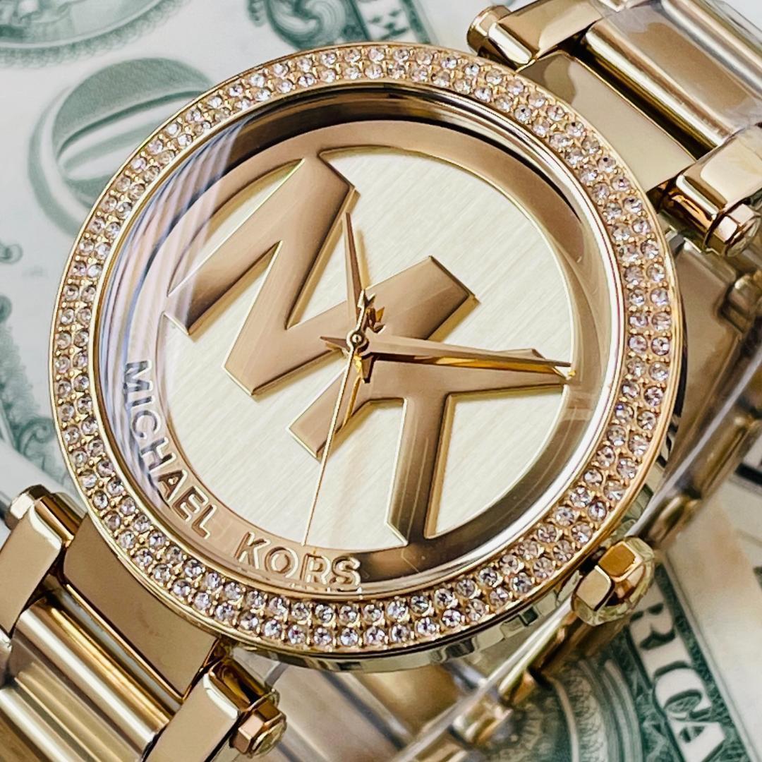  Shop Authentic Michael Kors Parker Diamonds Gold Dial Gold Steel Strap Watch for Women - MK5784 - Luxxuri
