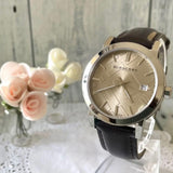  Shop Authentic Burberry The City Gold Dial Brown Leather Strap Watch for Men - BU9011 - Luxxuri
