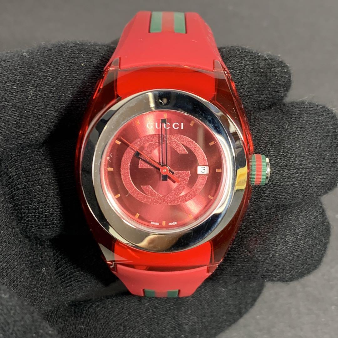  Shop Authentic Gucci Sync Quartz Red Dial Red Rubber Strap Watch For Women - YA137303 - Luxxuri