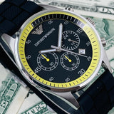  Shop Authentic Emporio Armani Chronograph Black Dial Black Rubber Strap Watch For Men - AR5865 - Luxxuri