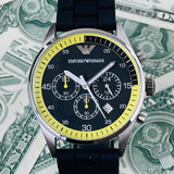  Shop Authentic Emporio Armani Chronograph Black Dial Black Rubber Strap Watch For Men - AR5865 - Luxxuri