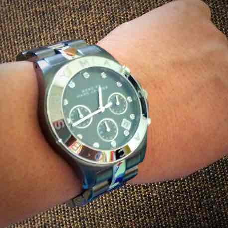  Shop Authentic Marc Jacobs Blade Chronograph Black Dial Two Tone Steel Strap Watch for Women - MBM3179 - Luxxuri