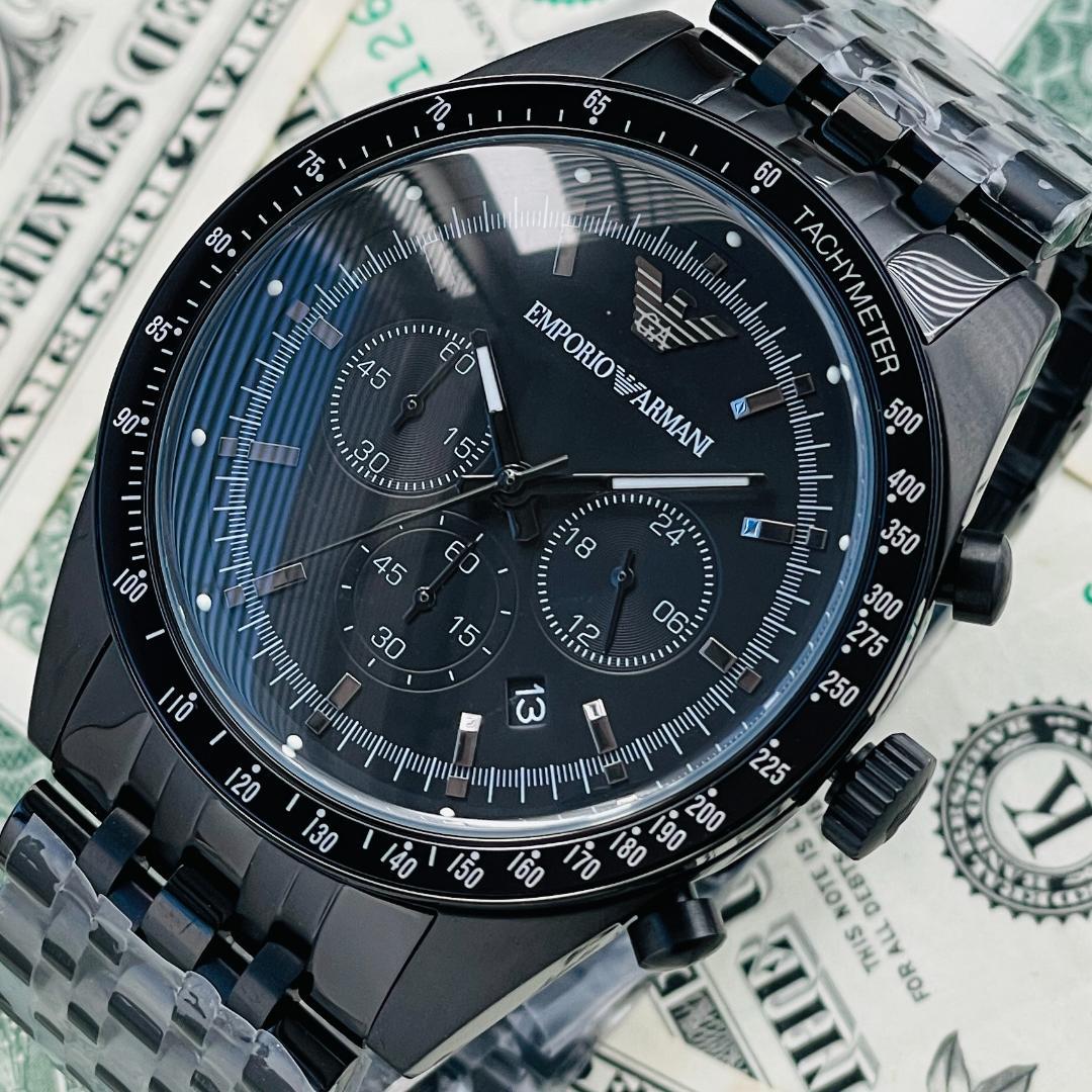  Shop Authentic Emporio Armani Tazio Chronograph Black Dial Black Steel Strap Watch For Men - AR5989 - Luxxuri