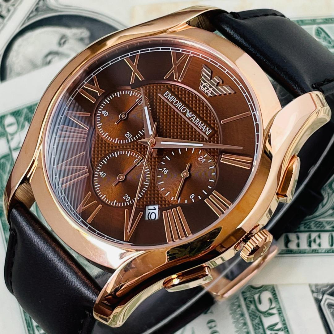  Shop Authentic Emporio Armani Chronograph Brown Dial Brown Leather Strap Watch For Men - AR1701 - Luxxuri